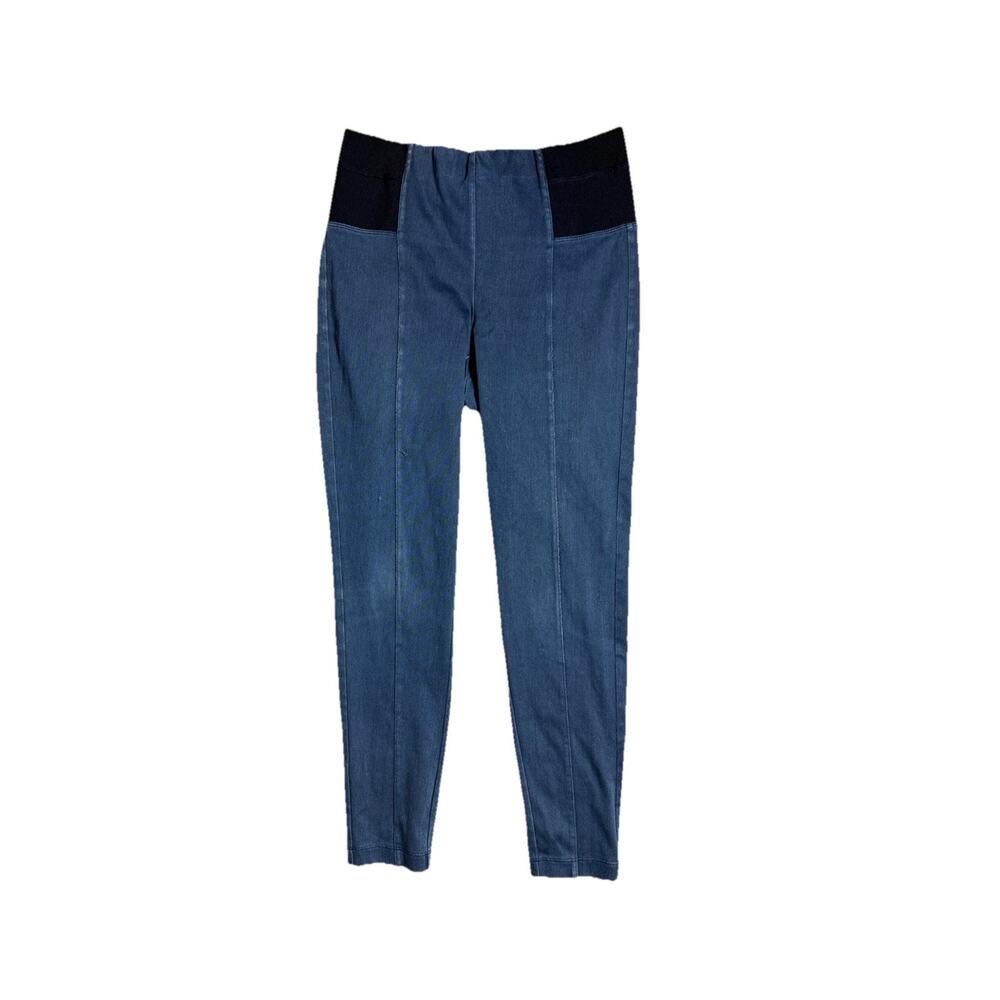 St. John Blue Jean Leggings Sz Small Zip Ankle Stretch Ponte Denim-Look Stretch